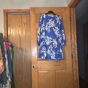 Alexis Blue and White Bishop Sleeve Sundress